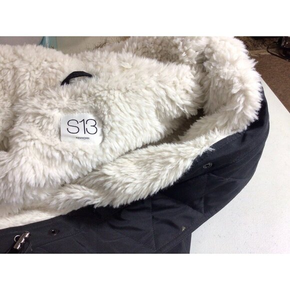 S13 New York Coat Jacket Faux Fur Trim Womens Medium - Picture 11 of 12